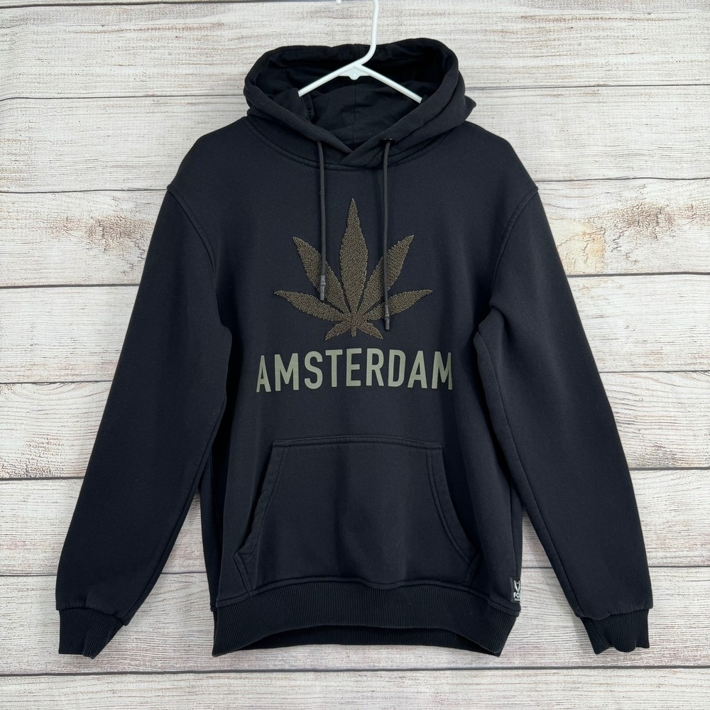 Fox Originals Hoodie Men S Black Amsterdam Cannabis Leaf Graphic Pullover